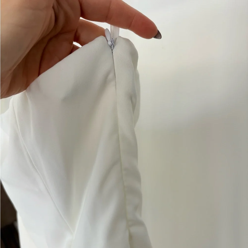 Commense - White Solid Pleated Strapless Split Dress Size Medium NWT - Picture 6 of 11